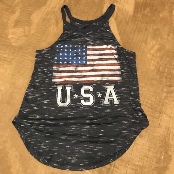 Navy Blue USA Halter Tank Top Junior’s XS - Picture 1 of 3